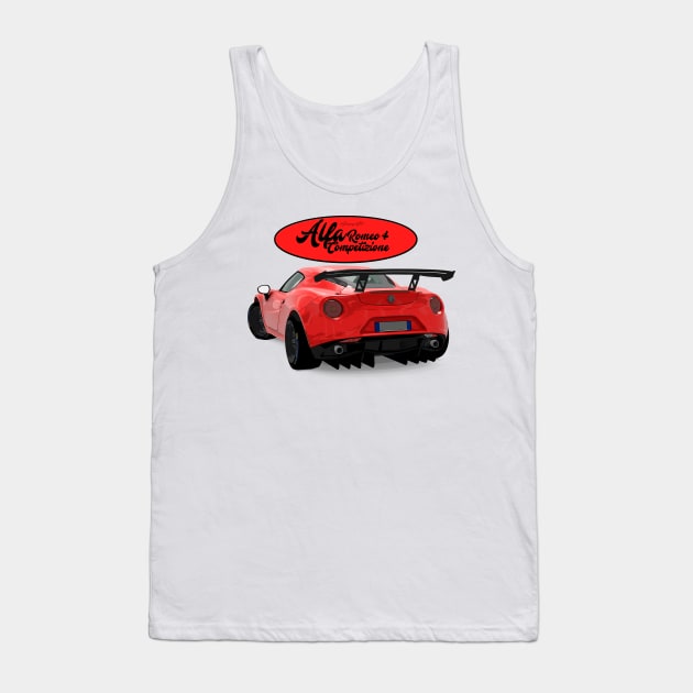 Alfa Romeo 4C Rosso Back Tank Top by PjesusArt